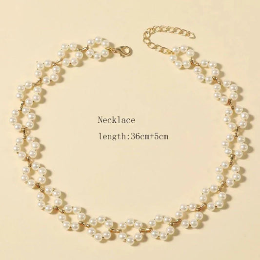 Ins Pearl Flowers Necklace Women's Clavicle Chain Jewelry Accessories
